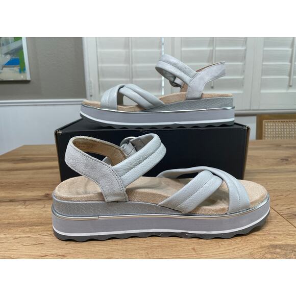 Vionic Reyna Vapor Leather Sandals Gray Size 8.5 NIB Slingback Wedge Slides - Picture 8 of 13